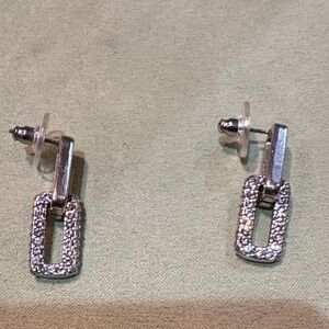 Silver and Crystal Geometric Dangle Earrings